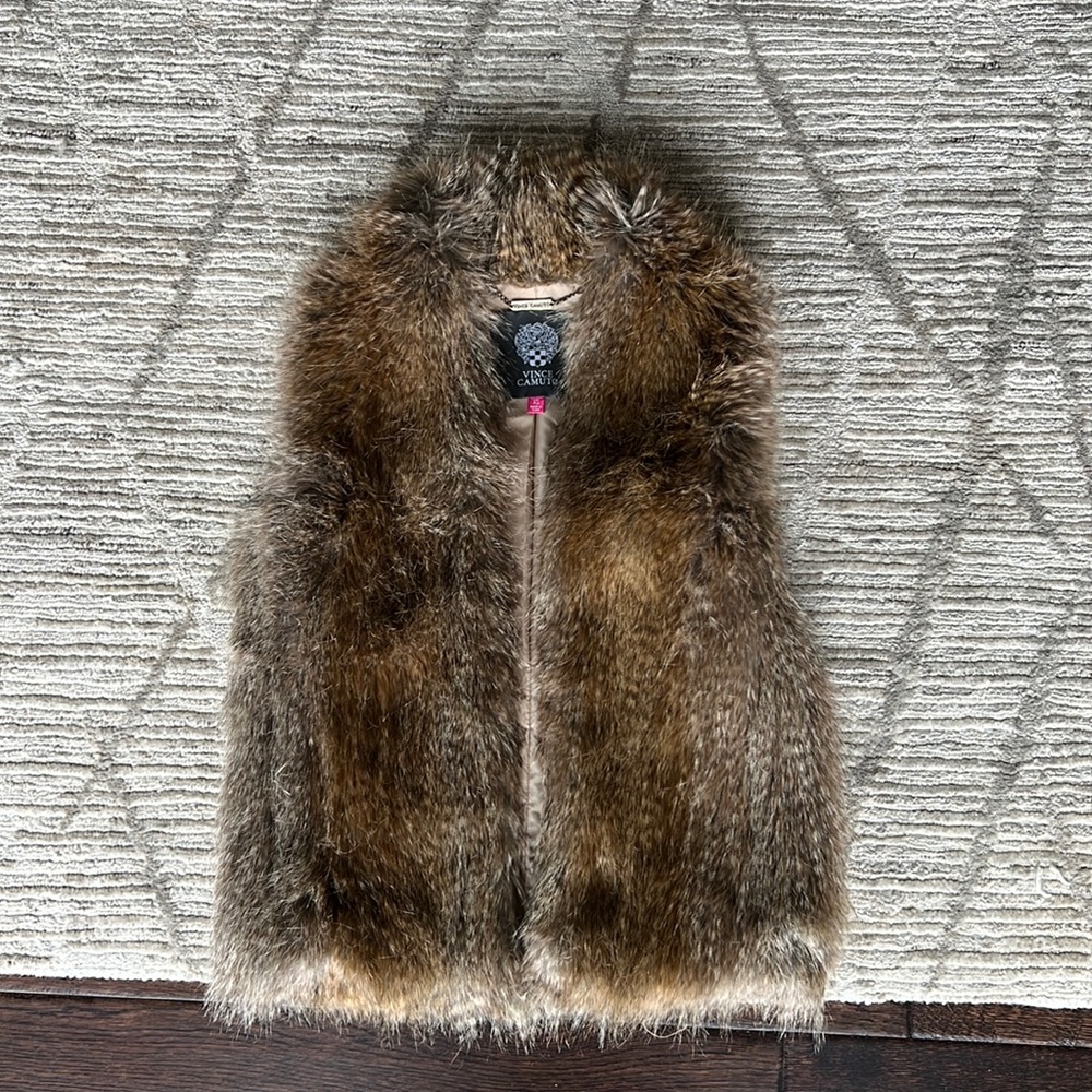 Vince Camuto Faux Fur Vest Brown Size XS